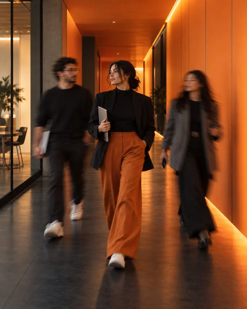 Corredor con personas en movimiento