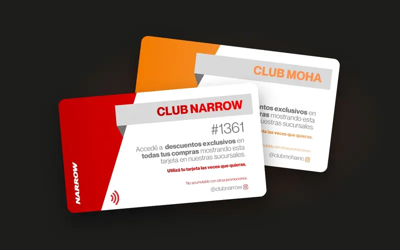 Tarjetas de socio de Club Narrow y Club Moha que entrega el asistente con IA